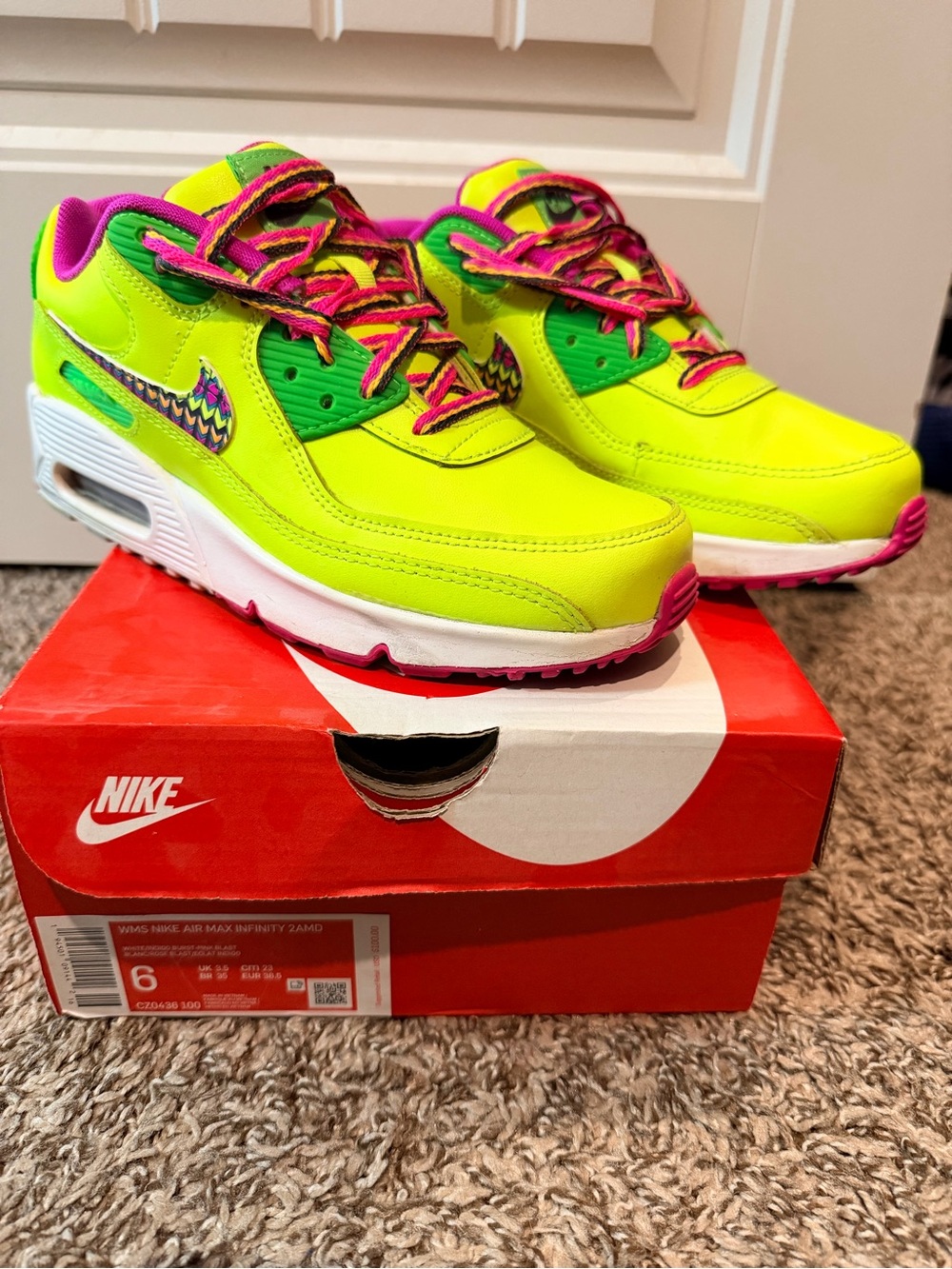 Nike Air Max Neon Yellow & Pink Lace-Up Sneakers